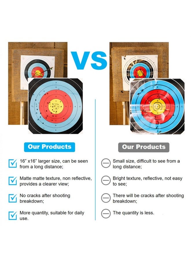 SenseYo 30 Pack Archery Targets Paper, Standard Bow Arrow Targets Archery for Hunting & Archery Targets, Target Archery Accessories for Hunting Backyard (10 Rings,16x16in)