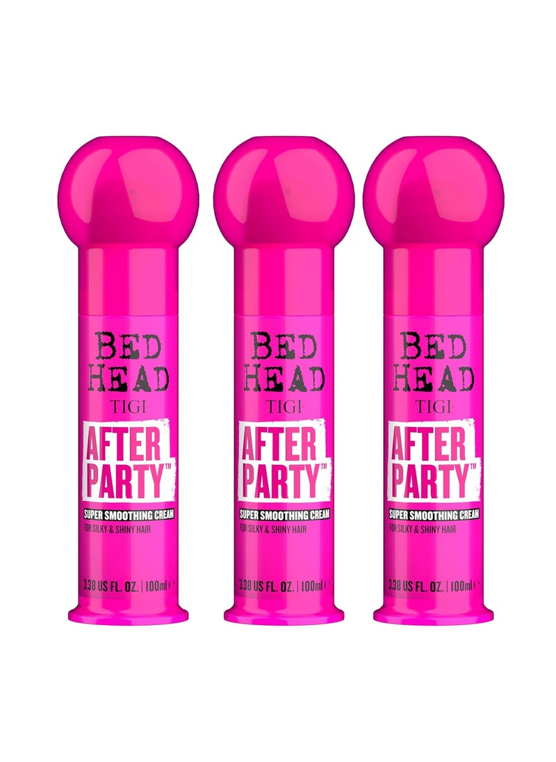 TIGI Bed Head After Party Smoothing Cream  For AntiFrizz  Smooth Hair of All Types  Use on Wet or Dry Hair  Premium Care Products for Women  Men  338 fl oz 3 Pack