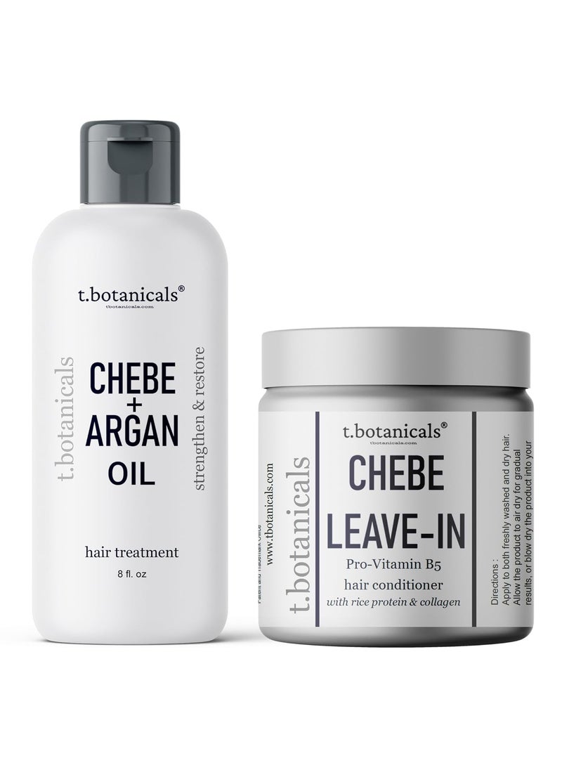 Chebe Argan Oil and Chebe Leave In Hair Conditioner Bundle for Hair Growth Bundle Unscented 8 oz Each