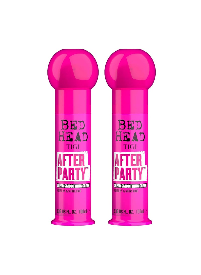 TIGI Bed Head After Party Smoothing Cream  For AntiFrizz  Smooth Hair of All Types  Use on Wet or Dry Hair  Premium Care Products for Women  Men  338 fl oz 2 Pack