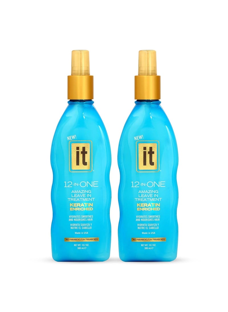 12inOne Amazing LeaveIn Hair Treatment  2 Pack  Infused with Keratin and Borage Oil to Hydrate Smooth and Nourish Hair  Conditioner Spray Strengthens and Protects Dry  Damaged Hair  IT 12inOne
