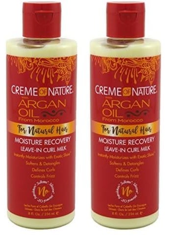 Creme of Nature Argan Oil Moisture Recovery Leave In Milk Argan Oil of Morocco Softens  Defines Curls 8 Fl Oz Pack of 2