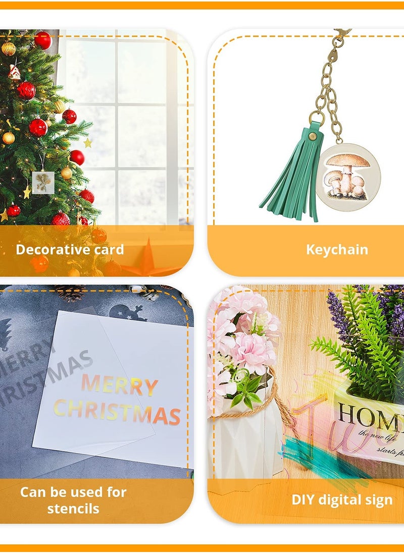 Pack of 10 Clear Polycarbonate Sheets for DIY Crafts and Picture Frames - Thin, Rigid, and Shatter Resistant - 8 x 10 x 0.02 Inch.