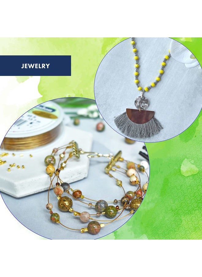 7 Strand Stainless Steel Bead Stringing Wire, 0.015 in / 0.38 mm, Satin Gold, 30 ft / 9.2 m