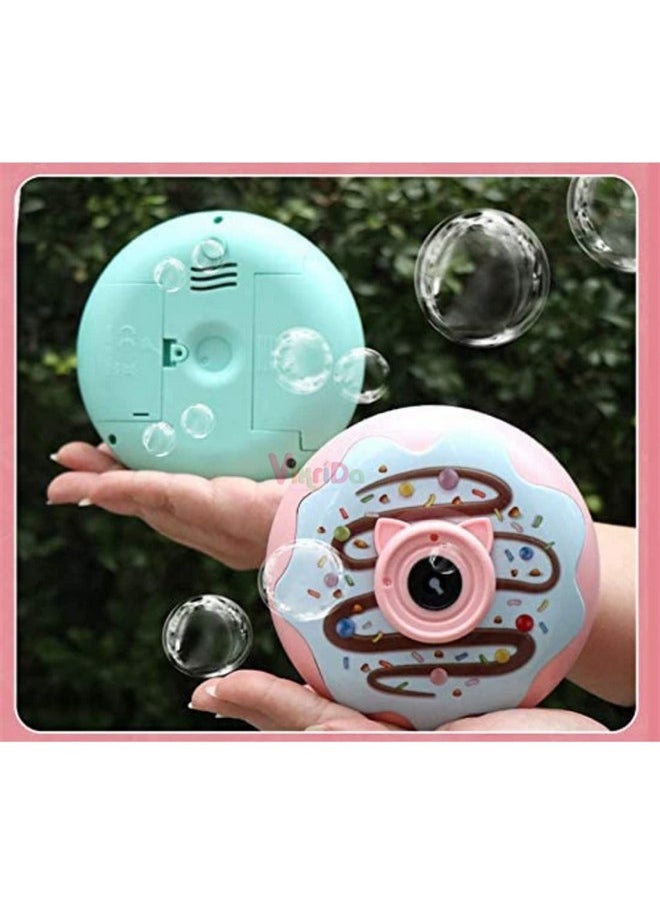 VikriDA Donut Shape Bubble Camera Toys for Kids, Automatic Bubble Blower with 100ml Bubble Bottle for Outdoor Toy