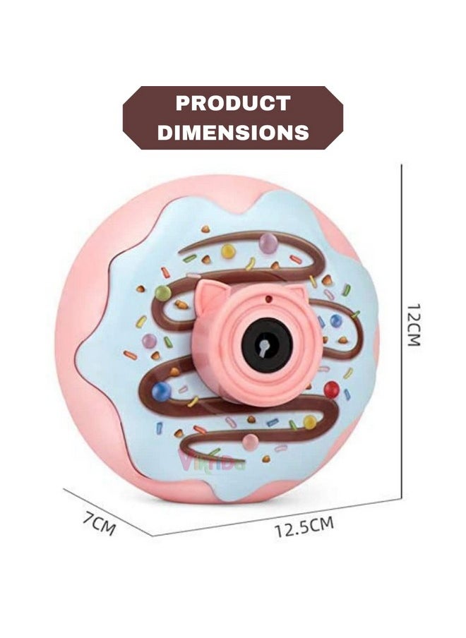 VikriDA Donut Shape Bubble Camera Toys for Kids, Automatic Bubble Blower with 100ml Bubble Bottle for Outdoor Toy