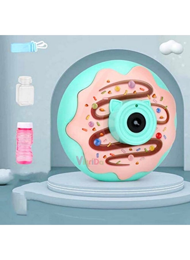 VikriDA Donut Shape Bubble Camera Toys for Kids, Automatic Bubble Blower with 100ml Bubble Bottle for Outdoor Toy