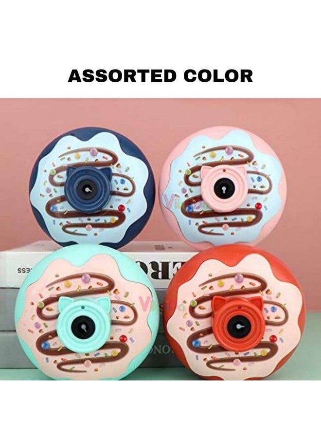 VikriDA Donut Shape Bubble Camera Toys for Kids, Automatic Bubble Blower with 100ml Bubble Bottle for Outdoor Toy