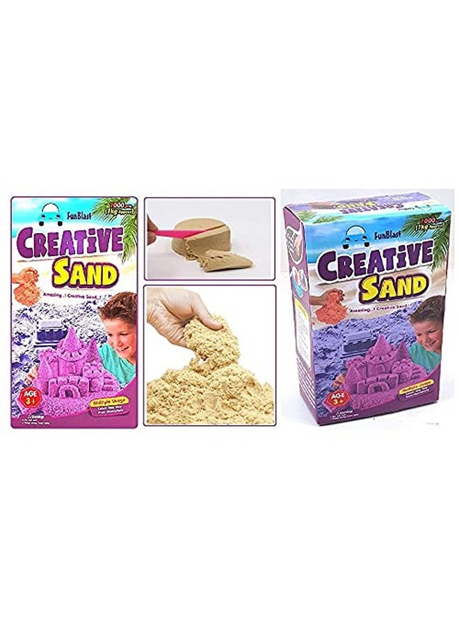 FunBlast Creative Sand for Kids - Kinetic Sand Kit for Kids Activity Toys | Soft Sand Clay Toys for Kids/Boys/Girls Without Mould & Tray Approx 1 Kg (Natural Color)