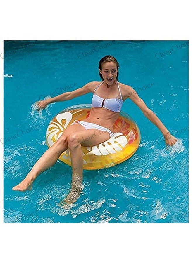 ClearChoice:- Adult Printed Swim Ring Inflatable Tube Ring Fruit & Printed Swimming Ring(9 + Years Up)(Size - 36''inch)(Multi Color)(1 PIS)