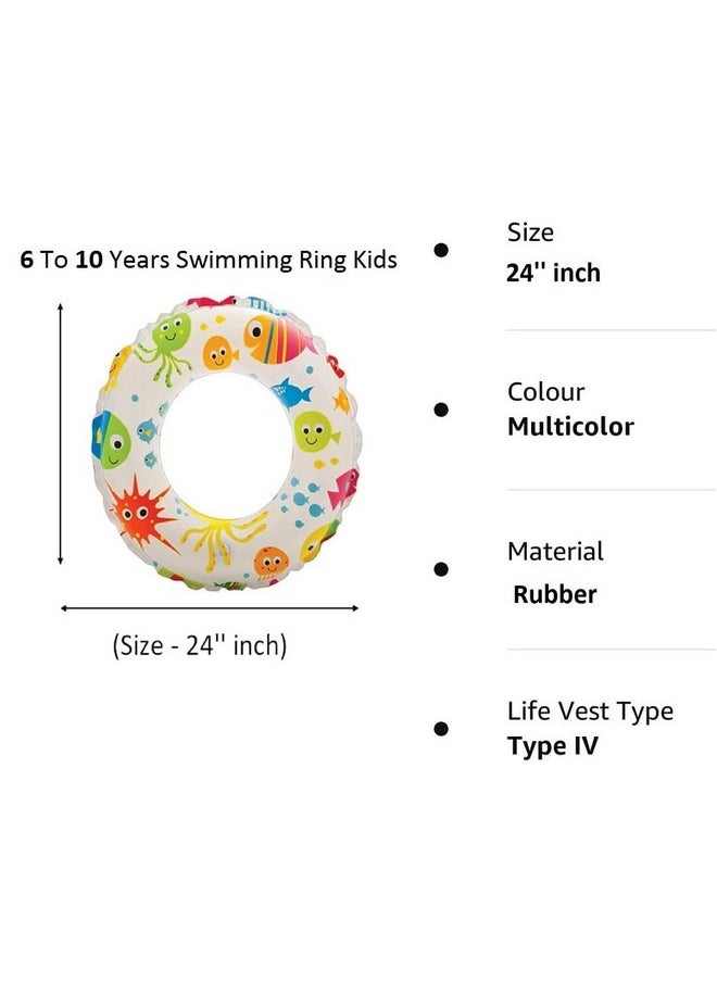 ClearChoice:- Pool Party Swimming Ring Swim Tube for Kids Swimming Learning Ring for Girls and Boys(Multi Color)(6 to 10 Years)(Size - 24inch)(Combo)