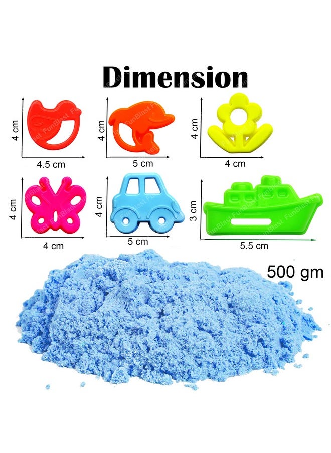 FunBlast Creative Sand for Kids - Natural Kinetic Sand Kit for Kids Activity Toys, Soft Sand Clay Toys with Moulds for Kids, Boys, Girls (500 Gm Sand & 6 Pcs Mould)