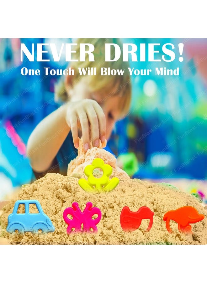 FunBlast Creative Sand for Kids - Natural Kinetic Sand Kit for Kids Activity Toys, Soft Sand Clay Toys with Moulds for Kids, Boys, Girls (500 Gm Sand & 6 Pcs Mould)
