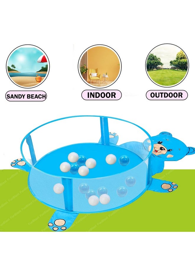 FunBlast Kids' Ball Pit - Inflatable Pool with 50 Balls, Tent House (Blue) - Ages 2+