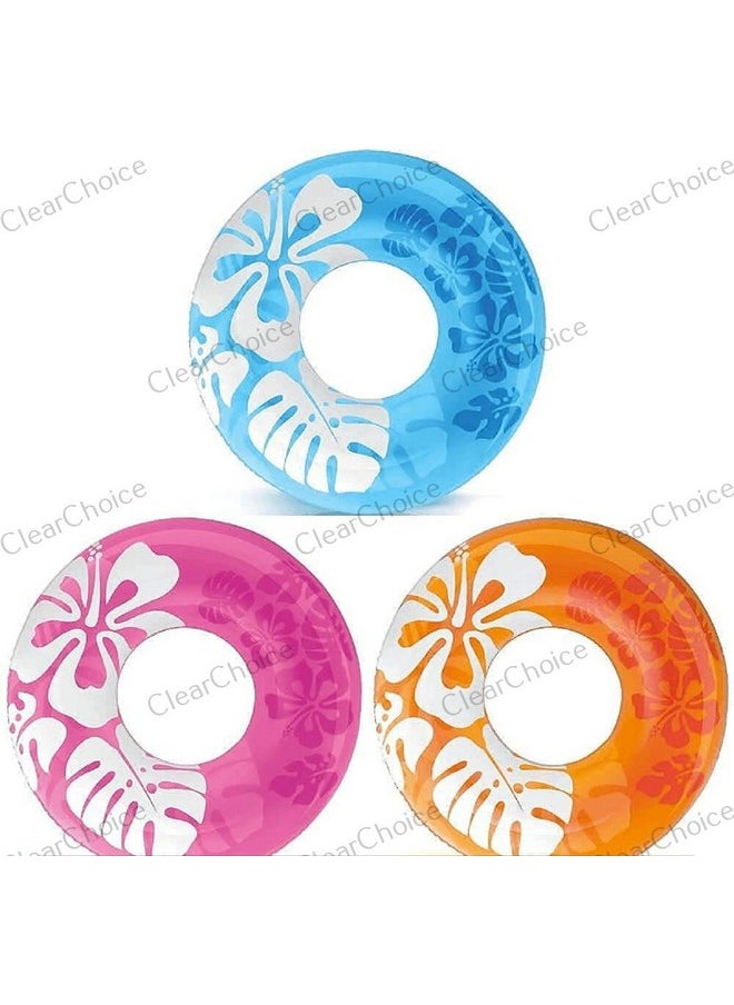 ClearChoice:- حلقة أنبوبية مطبوعة للسباحة للبالغين - حوض سباحة عائم قابل للنفخ (9 سنوات فأكثر) (متعدد الألوان) (36 بوصة) (1 بوصة)
