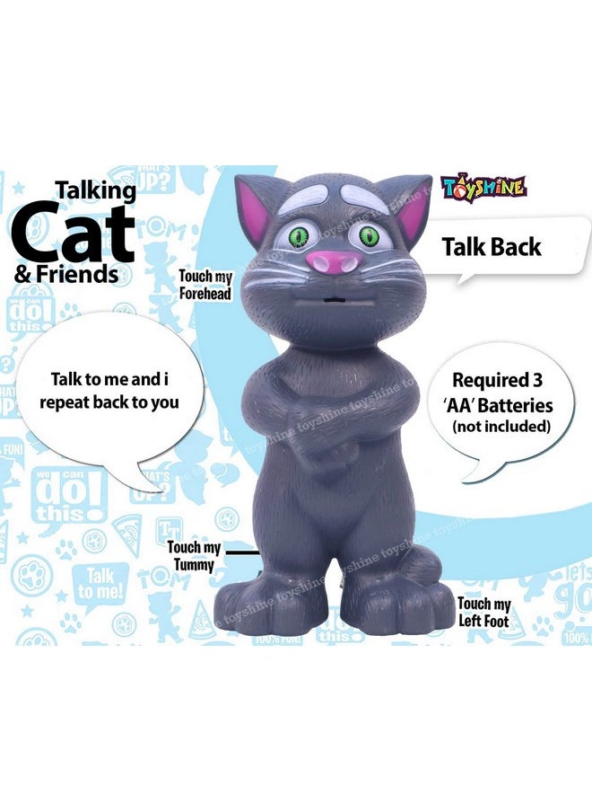 Toyshine Mimicing Repeat What You Say Talking Cat with Stories and Songs, Touch Functions and Music, Funny Toy for Kids Birthday Girls Boys Kids Toddler 2 3 4 5 Year Old- Grey