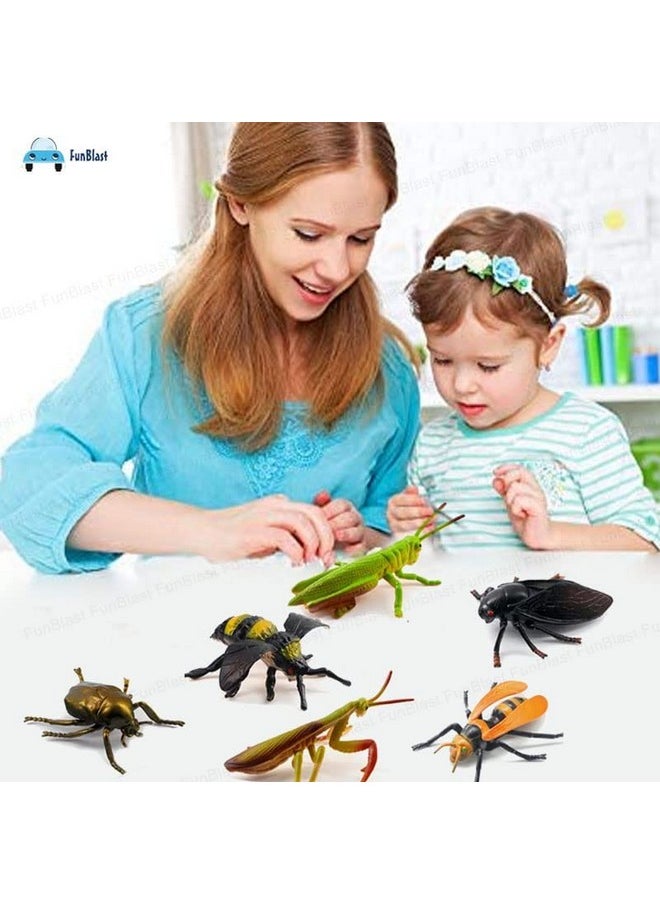 FunBlast Realistic Insect Toys for Kids - Animal Toy Figure for Kids, Boys, Girls, Learning and Educational Toys for 3+ Years Old Boys Girls, Prank Toys for Kids and Children (Multicolor) (6 PC)