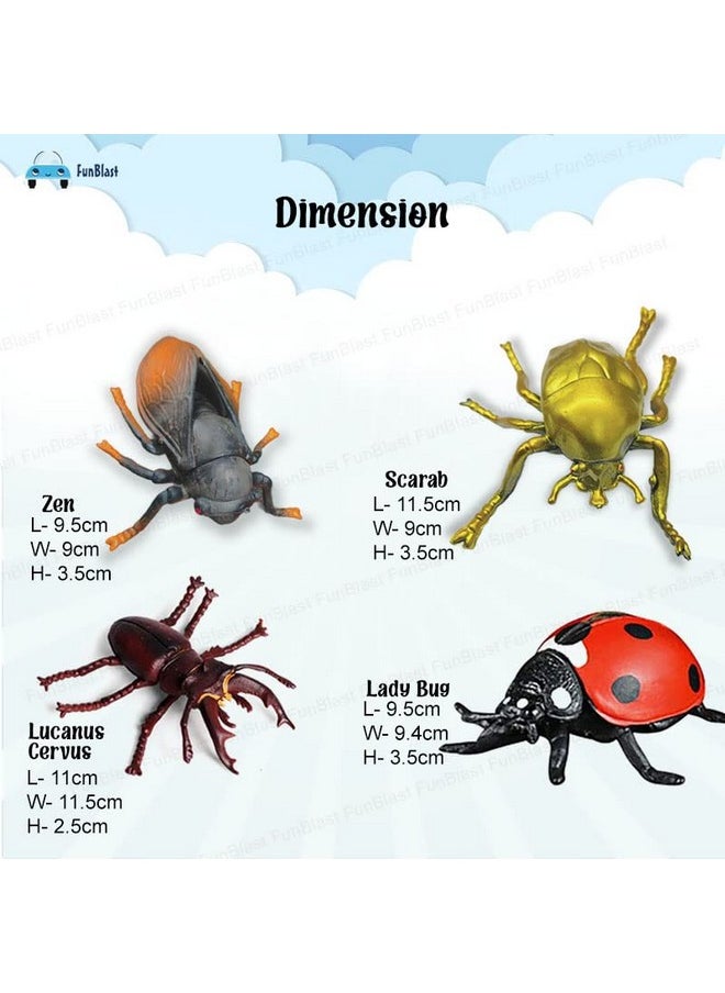 FunBlast Realistic Insect Toys for Kids, Animal Toy Figure for Kids, Boys, Girls, Learning and Educational Toys for 3+ Years Old Boys Girls, Prank Toys for Kids and Children (Multicolor) (Pack of 4)