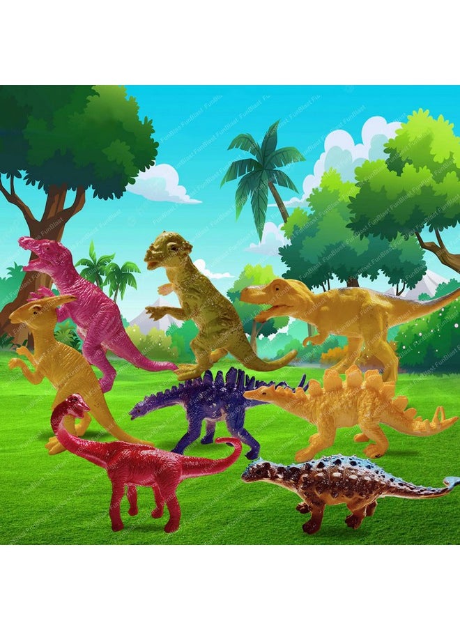 FunBlast Dinosaur Toys for Kids, Dinosaur Figures for Kids, Dinosaurs Animals Figures Toys Play Set for Kids, Dinosaur World Toys for Kids, Best Birthday Return Gifts for Kids (8 Pcs Dinosaur)
