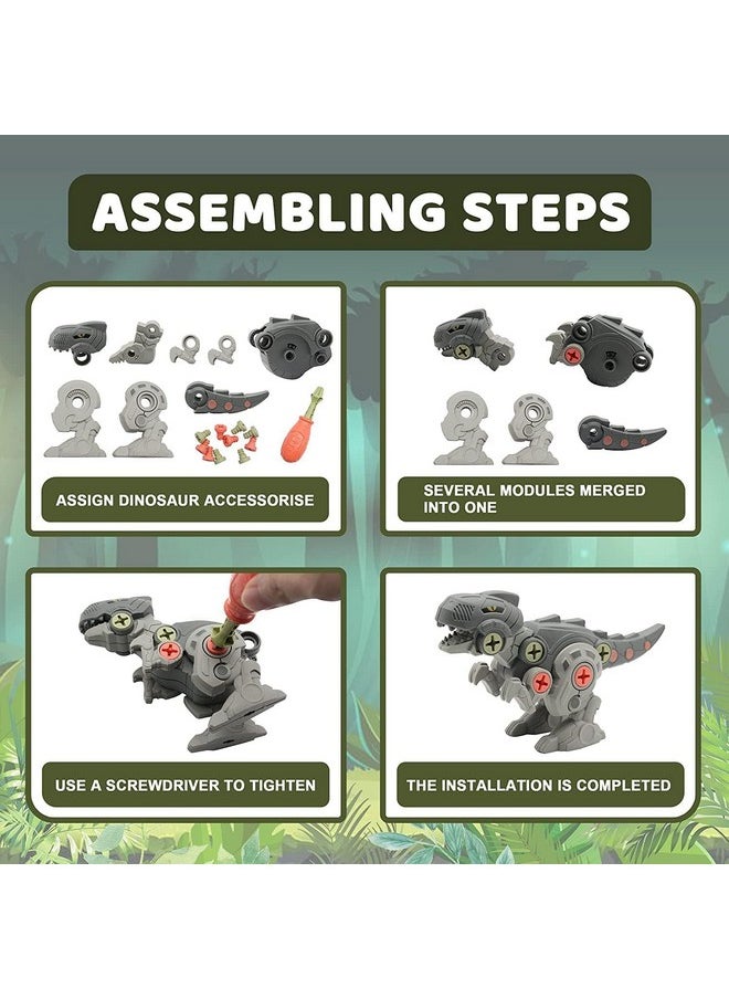 FAMOUS QUALITY Take Apart Dinosaur Toys, Dinosaurs With Screwdrivers, Dino Kids Building Learning Toys, Stem Toy For Boys And Girls, 3 To 12 Year (4 Dinosaurs With 2 Screw Driver), Multicolor