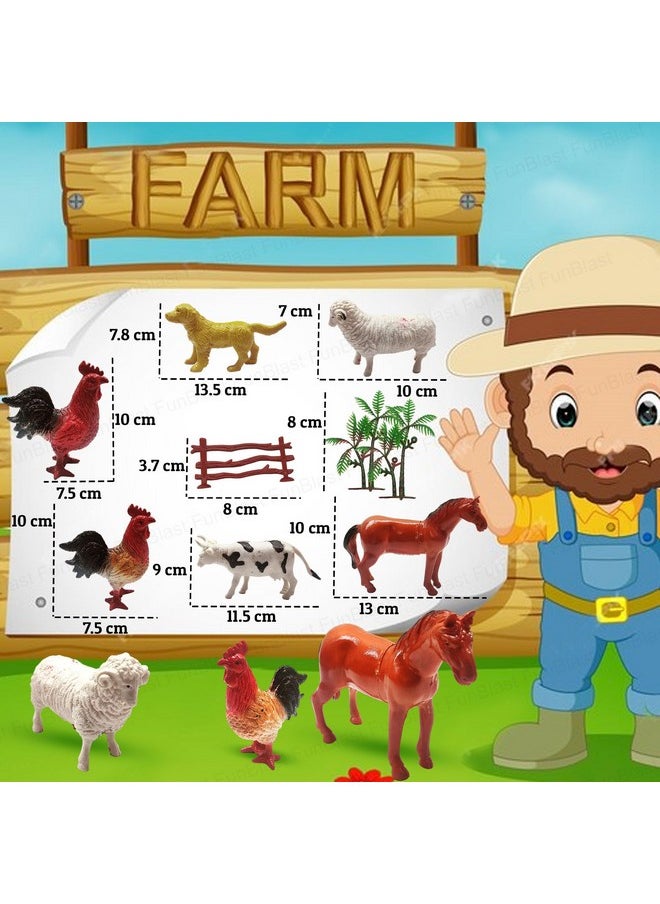 FunBlast My Farm Animal Figure Toy - 6 Pcs Realistic Animals Toy for Kids with Fence Trees and Eggs, Animal Figure Playset, Learning and Educational Toys for Kids
