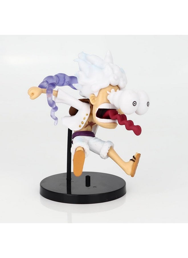 Blue Aura Monkey D Luffy Gear 5 Action Figure Height-11cm Mini Version Figurine for Fans PVC Multicolour Collectible| Luffy Mini Big Eye