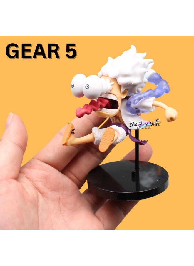 Blue Aura Monkey D Luffy Gear 5 Action Figure Height-11cm Mini Version Figurine for Fans PVC Multicolour Collectible| Luffy Mini Big Eye