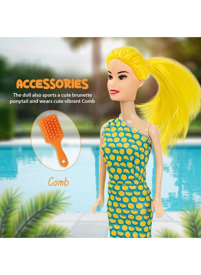 BAYBEE Fashion Doll for Girls Hair Styling Dressup Toys Girls Doll Set Foladable Hands & Legs Girl Doll with Accessories Kids Doll House playset a Great Gift for Girls 3+ Years (Yellow Hair Ponytail)