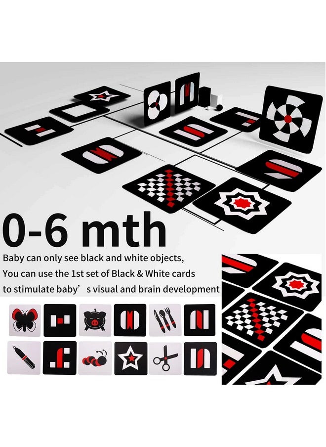 SNOWIE SOFT® Black RedFlash Cards for Infants, 16 Pictures 5.5 x 5.5 Inch Designed Contrast Cards for Newborn Baby Toys with High Contrast (3-6 Months)