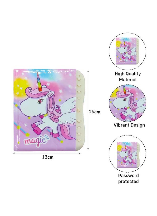 Party Propz Unicorn Theme Lock Diary With Password- Pack Of 6Pcs Return Gifts For Kids|Unicorn Diary Bulk Birthday Return Gift|Password Diary For Girls 5.91In*5.12In|Unique Return Gifts For Kids