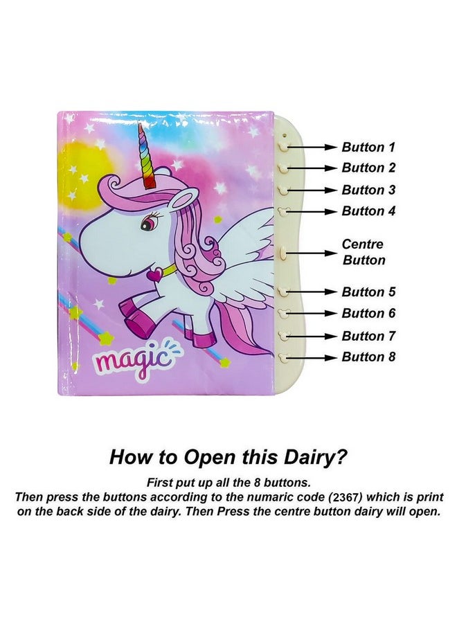 Party Propz Unicorn Theme Lock Diary With Password- Pack Of 6Pcs Return Gifts For Kids|Unicorn Diary Bulk Birthday Return Gift|Password Diary For Girls 5.91In*5.12In|Unique Return Gifts For Kids