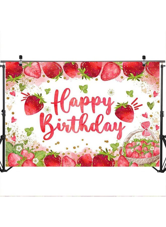 Strawberry Birthday Backdrop 7x5ft Strawberry Girl Happy Birthday Party Decorations Background Sweet One Girl Birthday Photography Backdrop Cake Table Decorations