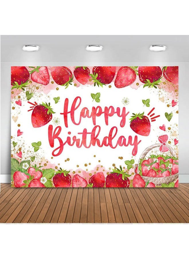 Strawberry Birthday Backdrop 7x5ft Strawberry Girl Happy Birthday Party Decorations Background Sweet One Girl Birthday Photography Backdrop Cake Table Decorations