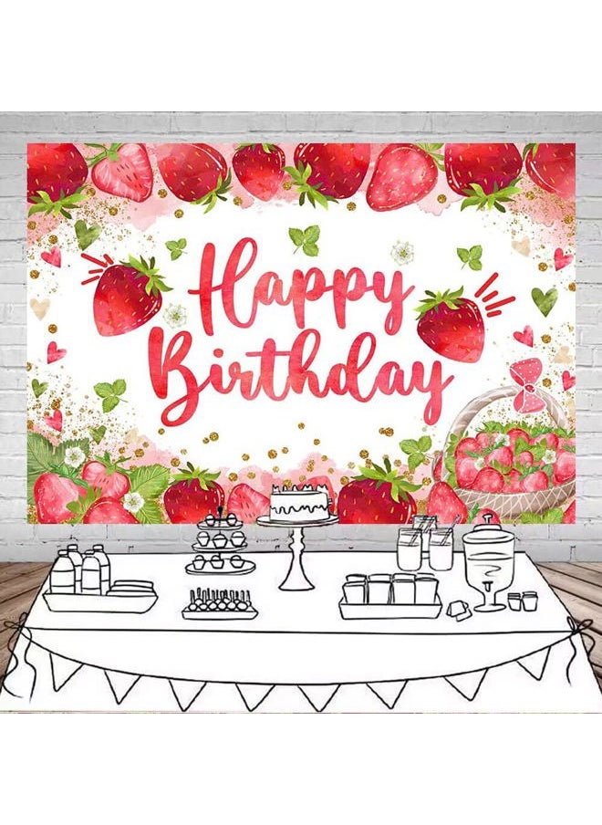 Strawberry Birthday Backdrop 7x5ft Strawberry Girl Happy Birthday Party Decorations Background Sweet One Girl Birthday Photography Backdrop Cake Table Decorations