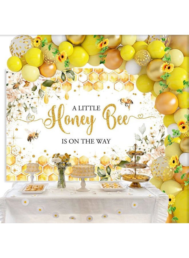 Bee Baby Shower Backdrop 7x5ft - Honey Bee Party Decorations Background With Sweet Honeycomb Bumblebee Decor - Cake Table Photoshoot Studio Props