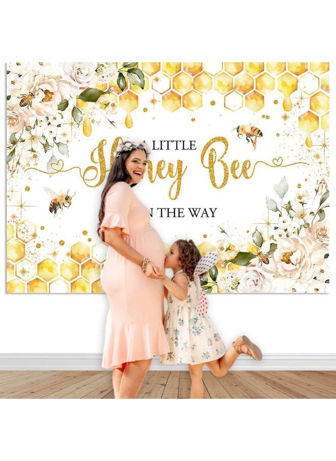 Bee Baby Shower Backdrop 7x5ft - Honey Bee Party Decorations Background With Sweet Honeycomb Bumblebee Decor - Cake Table Photoshoot Studio Props