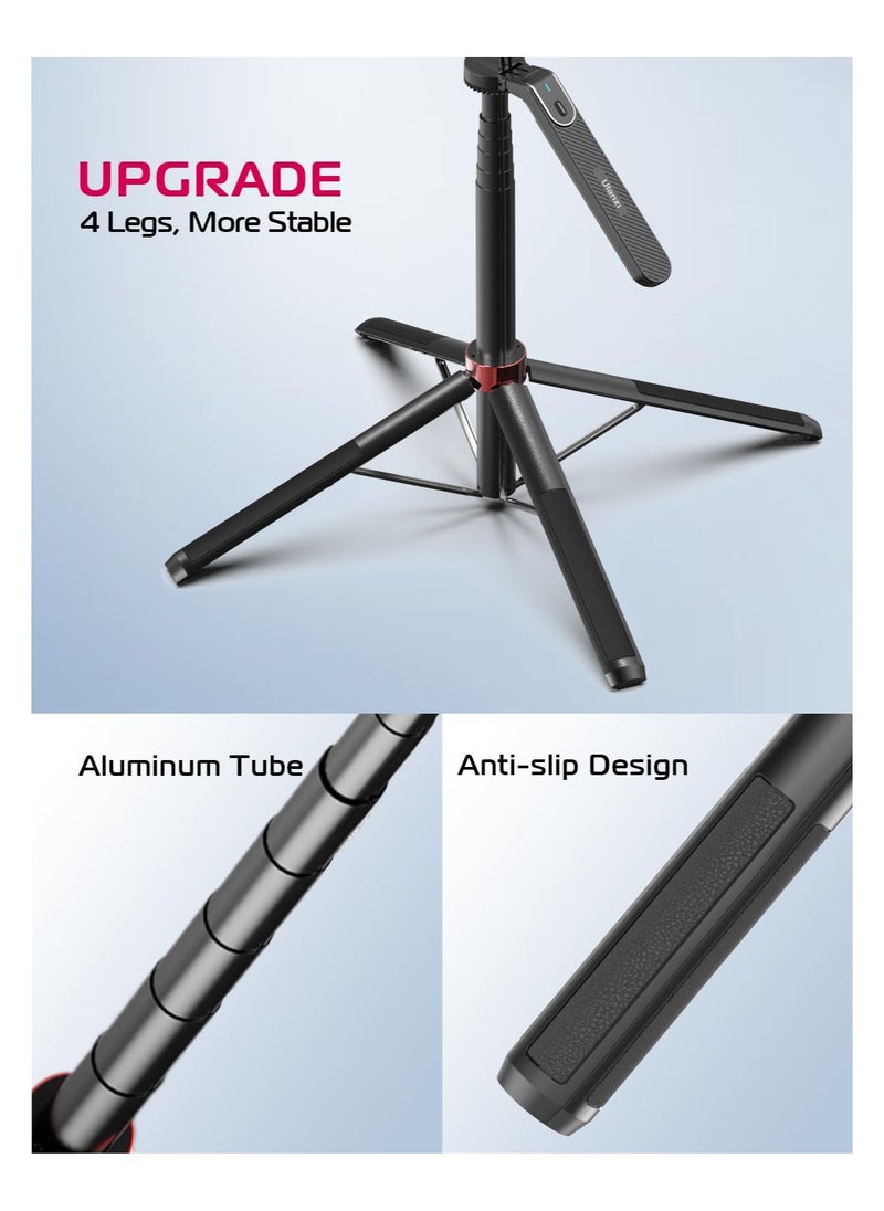 MA09 Scalable Phone Tripod, 71 Bluetooth Selfie Stick, Universal Mobile Phone Live Broadcast Floor Stand with All in 1 Phone Clip, Aluminum Alloy Handheld Stabilizer Fit for iphone