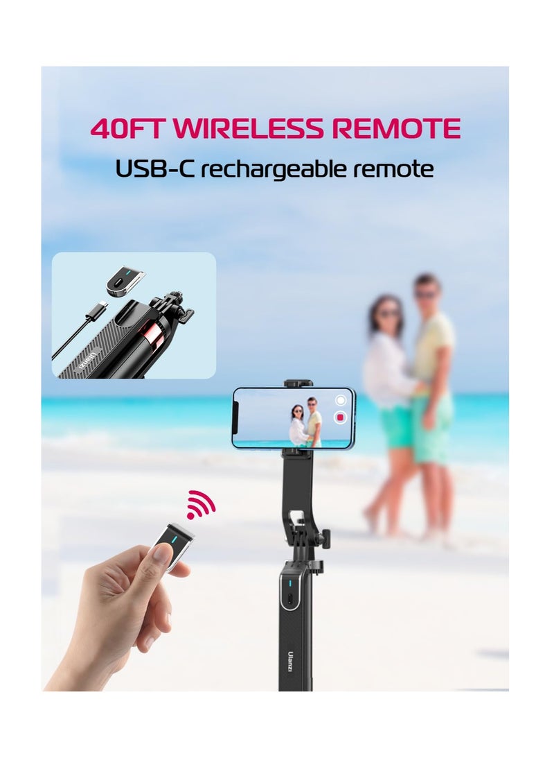 MA09 Scalable Phone Tripod, 71 Bluetooth Selfie Stick, Universal Mobile Phone Live Broadcast Floor Stand with All in 1 Phone Clip, Aluminum Alloy Handheld Stabilizer Fit for iphone