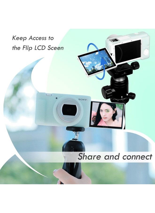 ZV-1F Case, Soft Silicone Protective Case for Sony ZV1F/ZV-1M2/ZV-1 Mark II Vlog Camera, Lightweight ZV1F Case - Light Green