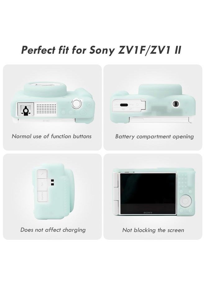 ZV-1F Case, Soft Silicone Protective Case for Sony ZV1F/ZV-1M2/ZV-1 Mark II Vlog Camera, Lightweight ZV1F Case - Light Green