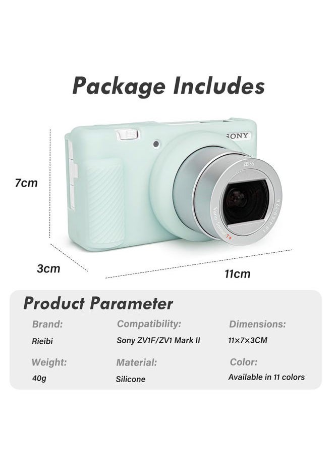 ZV-1F Case, Soft Silicone Protective Case for Sony ZV1F/ZV-1M2/ZV-1 Mark II Vlog Camera, Lightweight ZV1F Case - Light Green