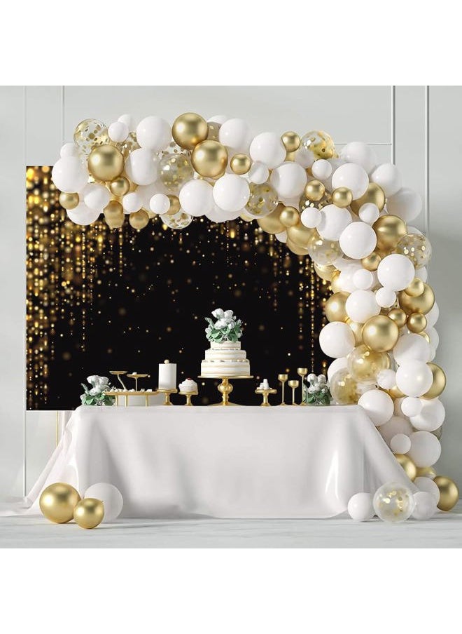 7x5ft Black and Gold Backdrop Black and Gold Party Decorations Photography Background Gold Glitter Birthday New Year Party Decorations Background Photo Booth Props