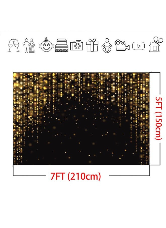 7x5ft Black and Gold Backdrop Black and Gold Party Decorations Photography Background Gold Glitter Birthday New Year Party Decorations Background Photo Booth Props