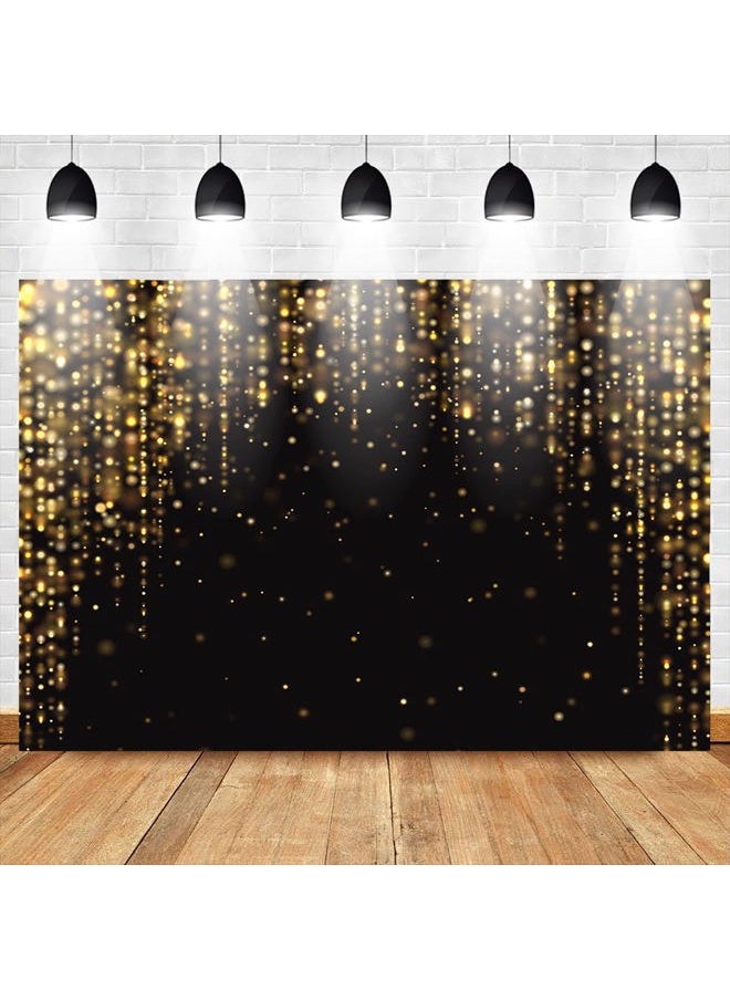 7x5ft Black and Gold Backdrop Black and Gold Party Decorations Photography Background Gold Glitter Birthday New Year Party Decorations Background Photo Booth Props