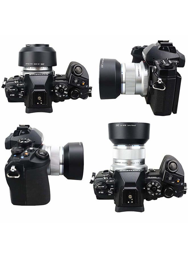 Reversible Bayonet Lens Hood Shade for Olympus M.Zuiko Digital 45mm F1.8 Lens / M4518 Replaces Olympus Lens Hood LH-40B - Black