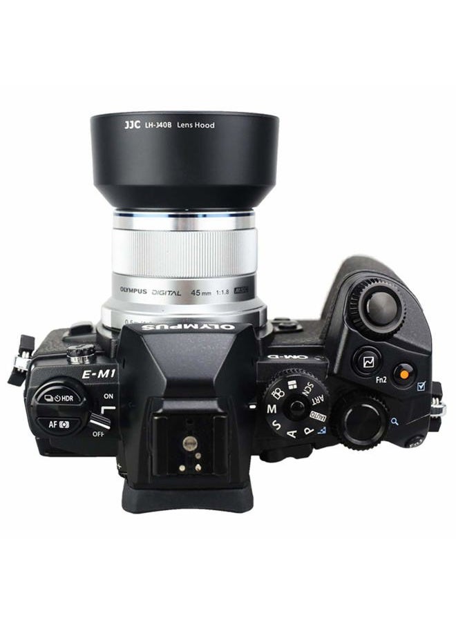 Reversible Bayonet Lens Hood Shade for Olympus M.Zuiko Digital 45mm F1.8 Lens / M4518 Replaces Olympus Lens Hood LH-40B - Black