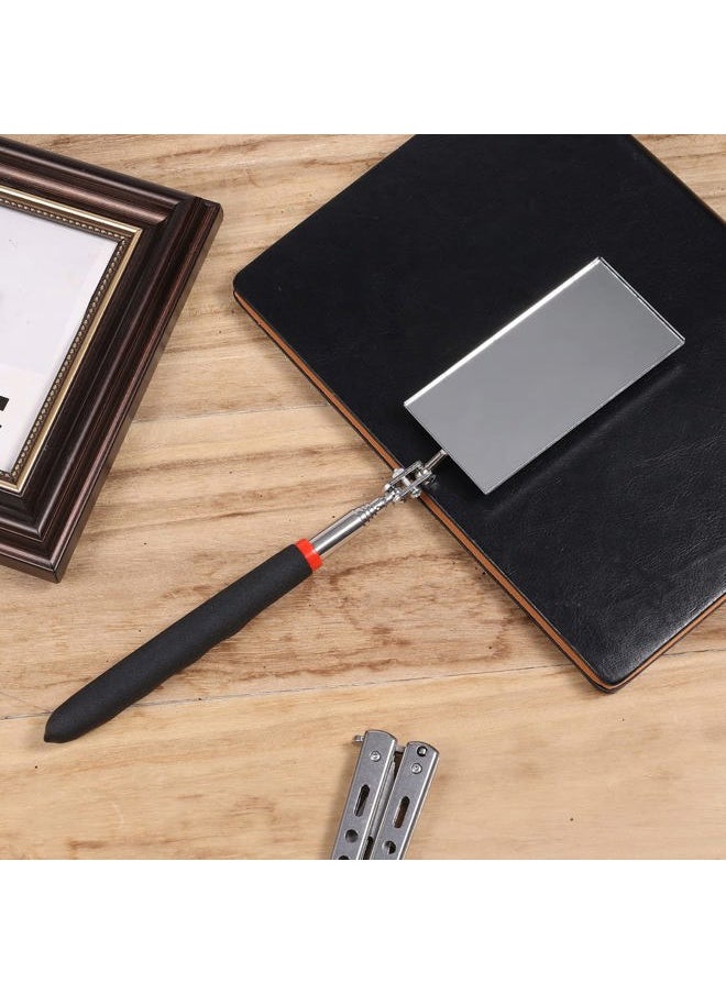 Telescoping Inspection Mirror, Rectangle Telescopic Mechanics Mirror with Extended Handle Machine Tool Long Inspection Mirrors for Checking Vehicle Condition (11.42x30.71 Inch Handle)