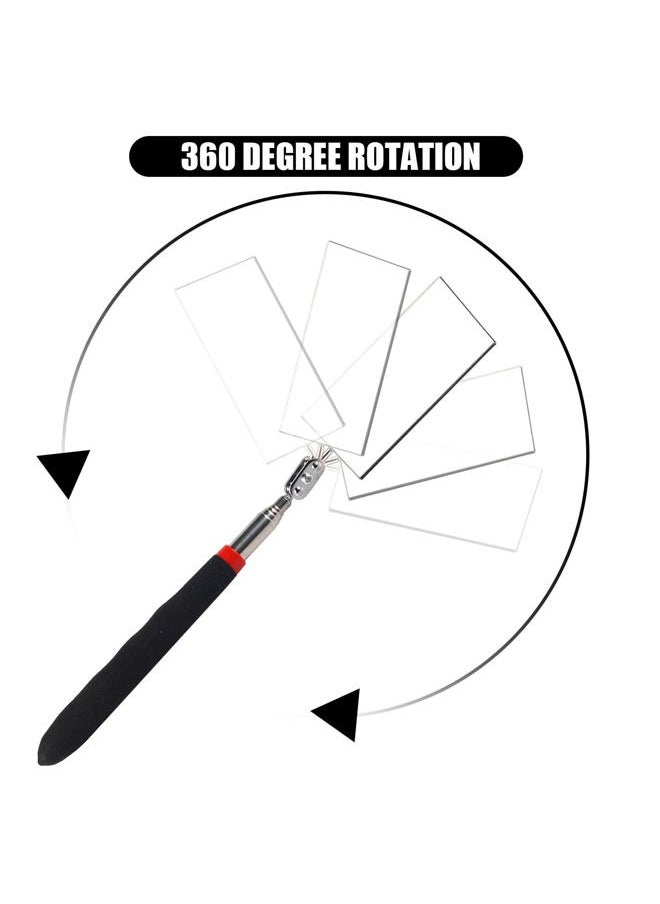 Telescoping Inspection Mirror, Rectangle Telescopic Mechanics Mirror with Extended Handle Machine Tool Long Inspection Mirrors for Checking Vehicle Condition (11.42x30.71 Inch Handle)