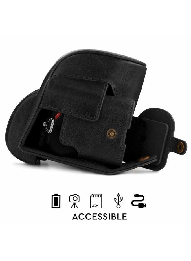 MG1813 Ever Ready Genuine Leather Camera Case Compatible with Nikon Z50 (16-50mm) - Black