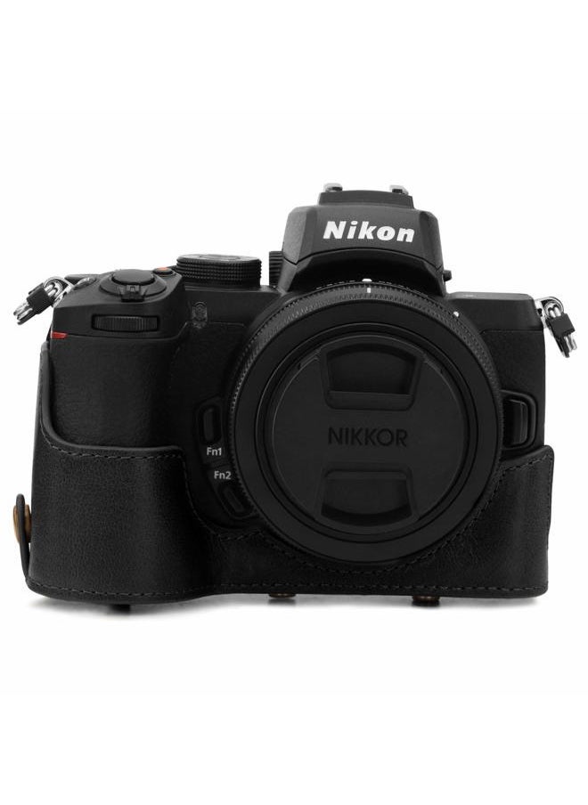 MG1813 Ever Ready Genuine Leather Camera Case Compatible with Nikon Z50 (16-50mm) - Black